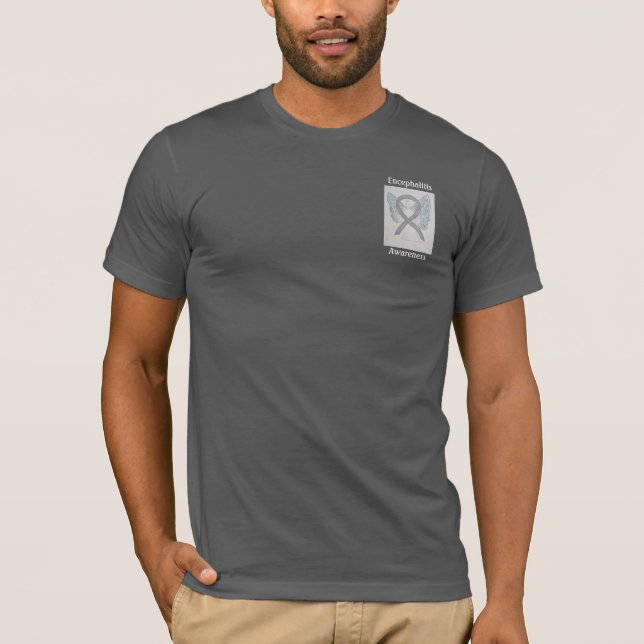 T-shirt Encéphalite Sensibilisation Argent Ruban Angel Tee (Devant)