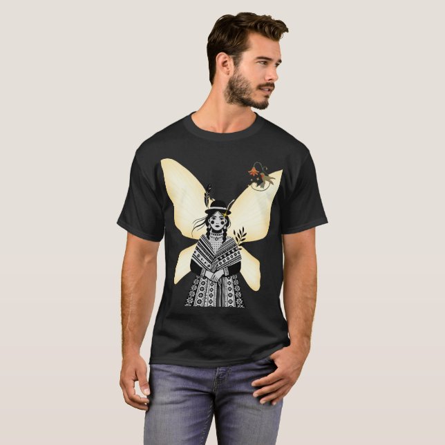 T-Shirt Enchanté Art Vintage Folk Fée (Devant entier)