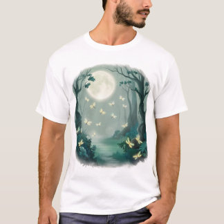 T-shirt Enchantement Lune : Les lucioles dans la forêt