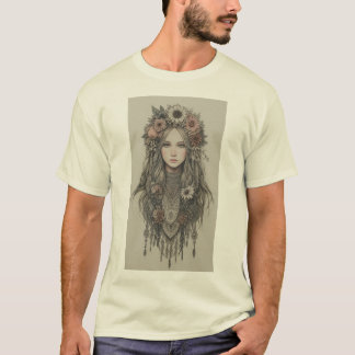 T-shirt Enchanter les fleurs de saumons boho