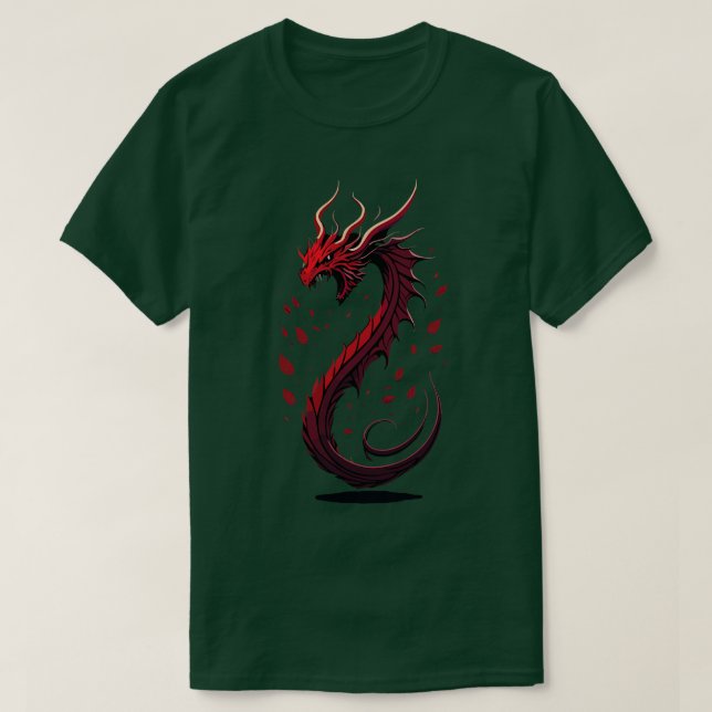 T-shirt Enchérir Dragon Vector Art Monochromatique Rouge F (Design devant)