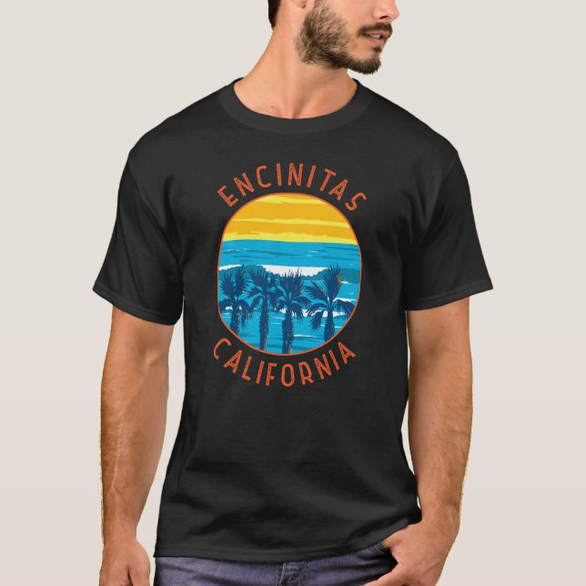 T-shirt Encinitas California Retro Cercle détendu (Devant)