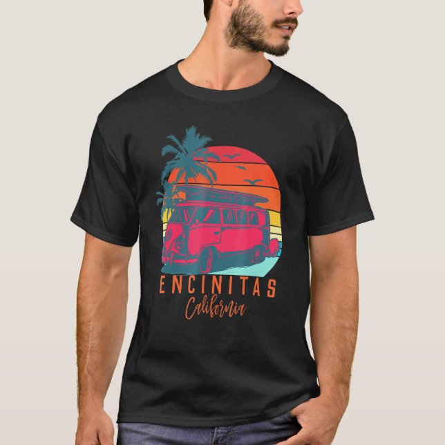 T-shirt Encinitas California  Surf Surfer Surfing (Devant)