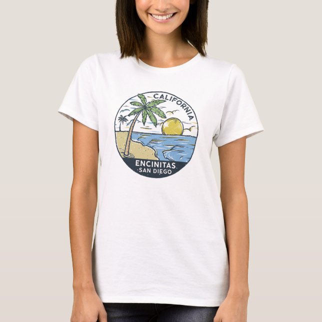 T-shirt Encinitas San Diego Californie Vintage (Devant)
