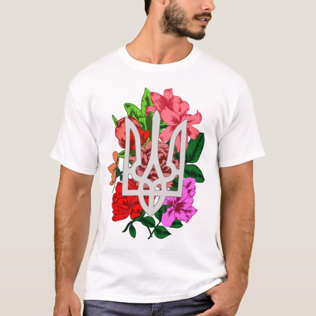 T-shirt Encore botanique et trident ukrainien tryzub (Devant)
