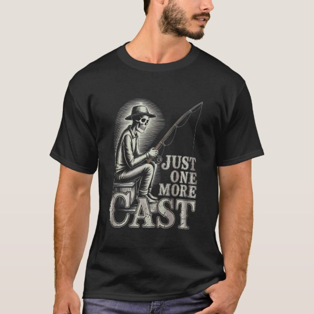 T-shirt Encore un lancer drôle squelette pêche pêcheur D (Devant)