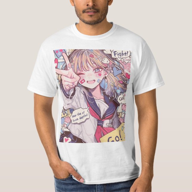 T-shirt Encourager l'art écolière Anime Imprimer (Devant)