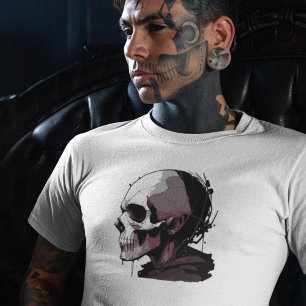 T-shirt Encre Abstraite Splash Steampunk Cyberpunk Skull M