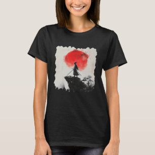 T-shirt Encre Art Épée Samouraï Audacieuse Guerrier Soleil