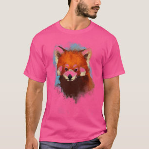 T-shirt Encre de panda rouge Illustration Fluffy Cute Anim