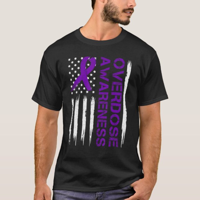 T-shirt End Overdose Pruple Ribbon Opioid Overdose Awarene (Devant)