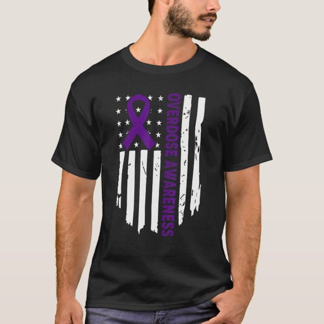 T-shirt End Overdose Pruple Ribbon Opioid Overdose Awarene (Devant)