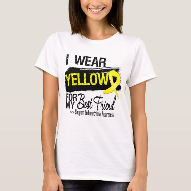 T-shirt Endométriose jaune de ruban de meilleur ami (Devant)