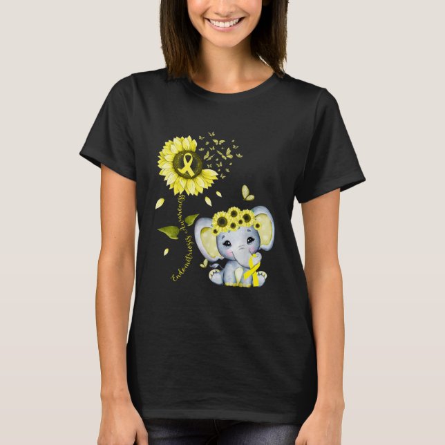T-shirt Endometriosis Awareness Yellow Hippie Sunflower El (Devant)