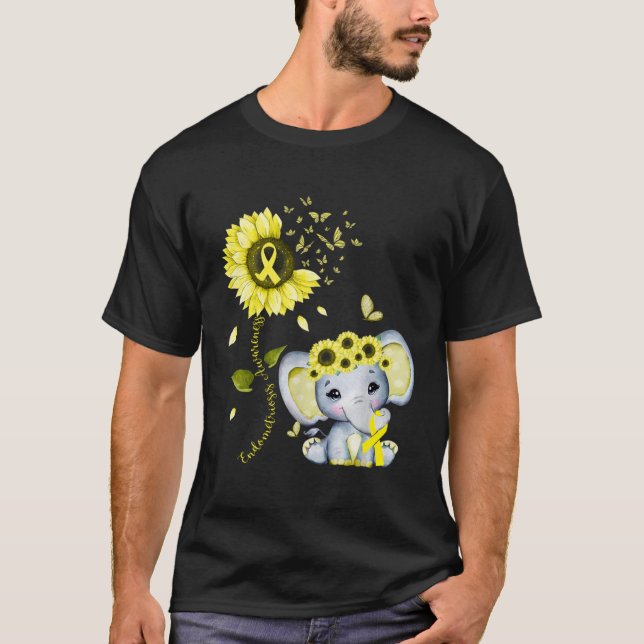T-shirt Endometriosis Awareness Yellow Hippie Sunflower El (Devant)