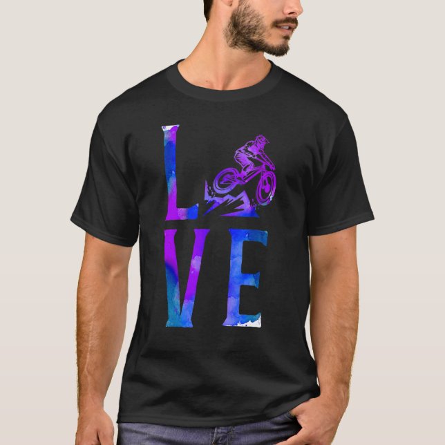 T-shirt Enduro Mtb Mountain VTT Riding Downhill Watercolo (Devant)