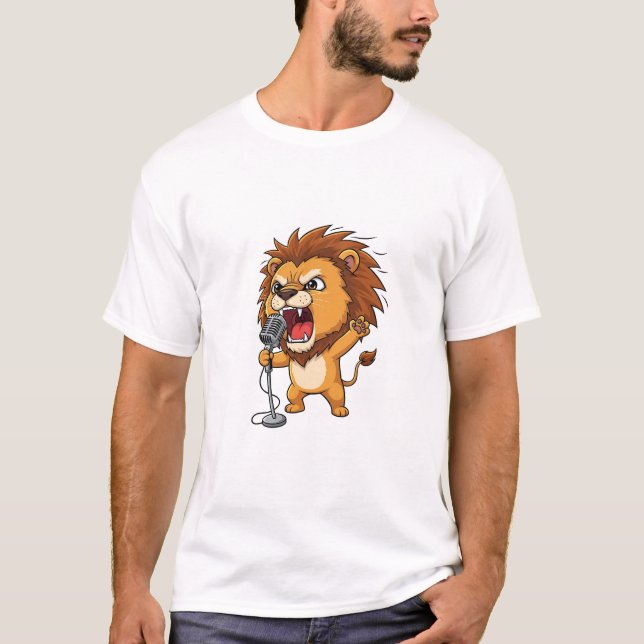 T-shirt Energetic Cartoon Lion Singing (Devant)