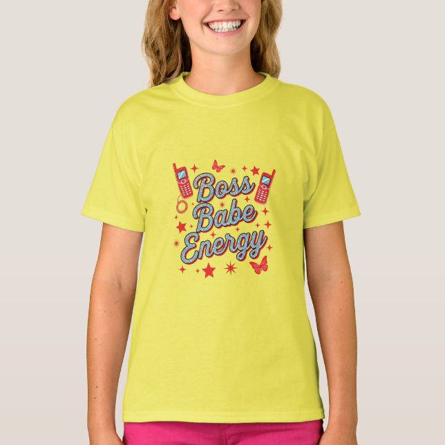 T-shirt Énergie de Boss Babe – Tee Power jaune (Devant)