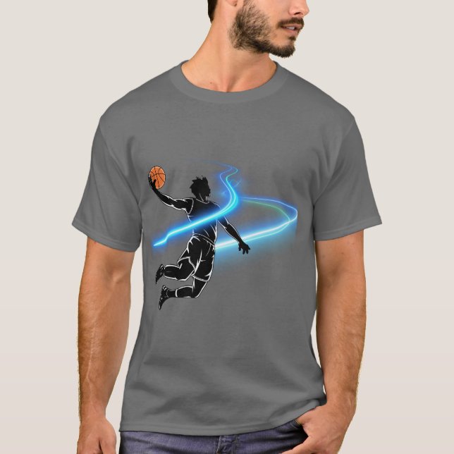 T-shirt Énergie de dunk de basket | Graphique Neon Hoops (Devant)