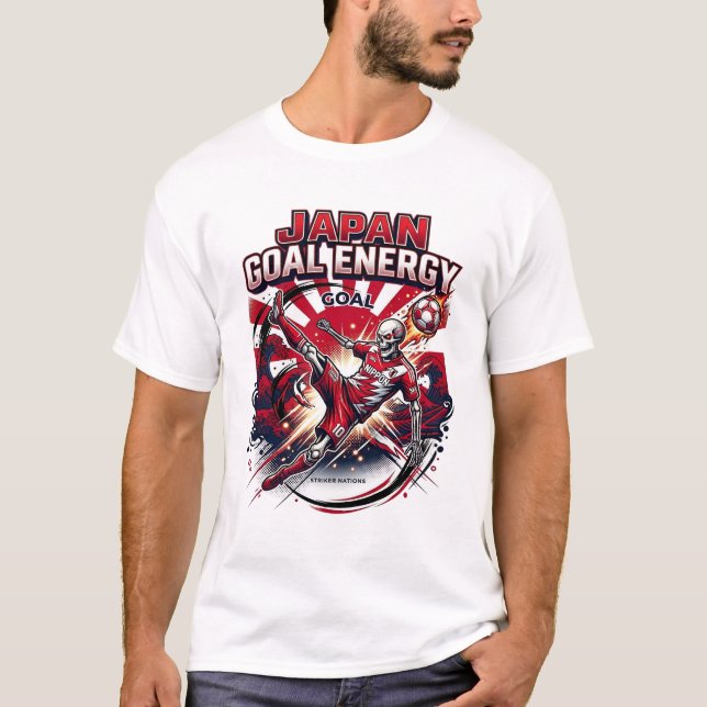 T-shirt Énergie de l'objectif du Japon Squelette Attaquant (Devant)