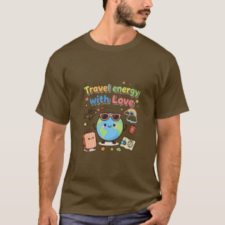 T-shirt Énergie de voyage avec un globe mignon amour