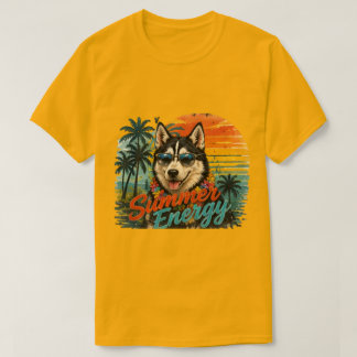 T-shirt énergie d'été Husky | T-shirt de chien au