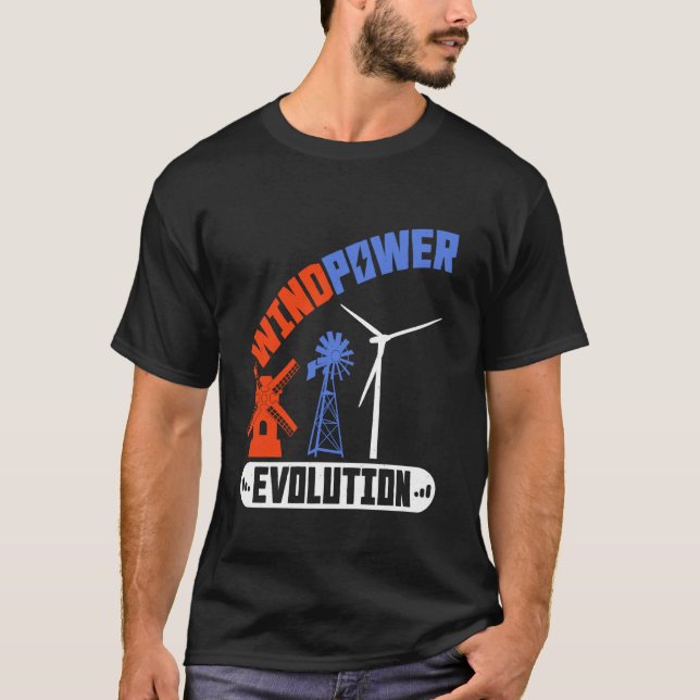 T-shirt Énergie éolienne ÉNERGIE ÉOLIENNE ÉVOLUTION Drôle  (Devant)