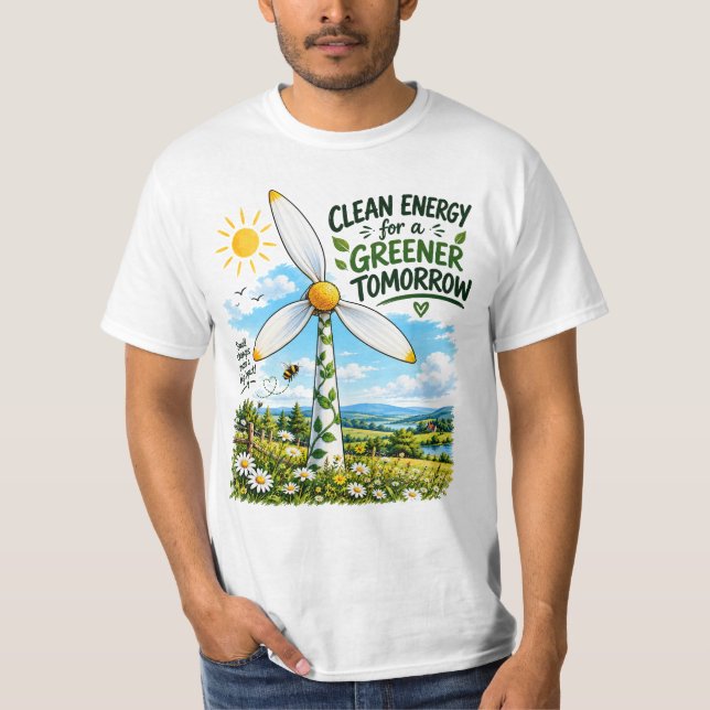 T-shirt Énergie éolienne propre (Devant)