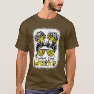 T-shirt Enfance Cancer Guerrier Bleached Gold Messy Bun L