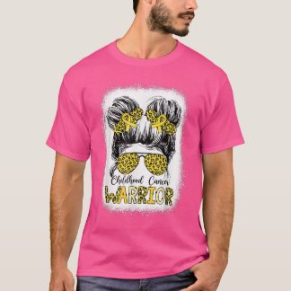 T-shirt Enfance Cancer Guerrier Bleached Gold Messy Bun L