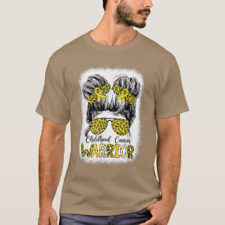T-shirt Enfance Cancer Guerrier Bleached Gold Messy Bun L