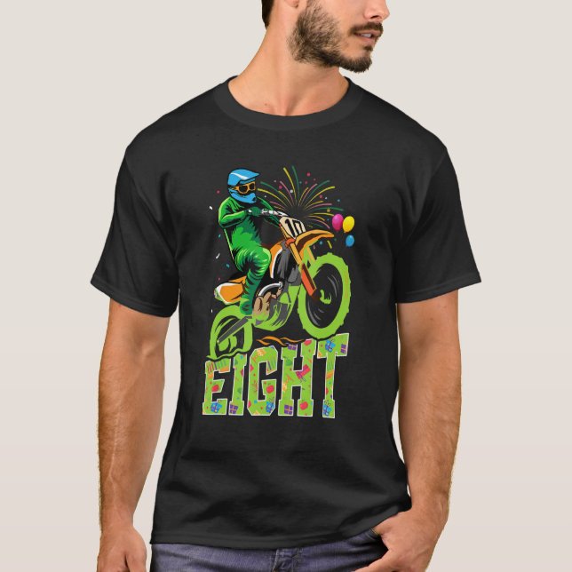 T-shirt Enfant 8 Anniversaire Fête Dirt Vélo Motocross Thè (Devant)