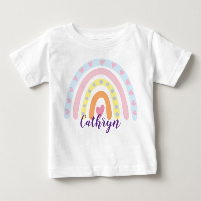 T-shirt enfant arc-en-ciel personnalisé - Nom pers (Devant)