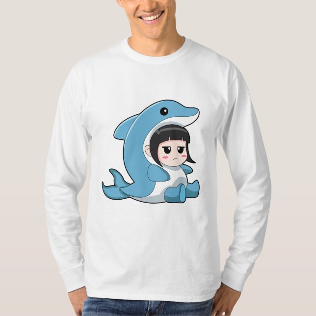 T-shirt Enfant avec costume de dauphin (Devant)