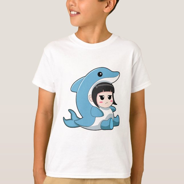 T-shirt Enfant avec costume de dauphin (Devant)