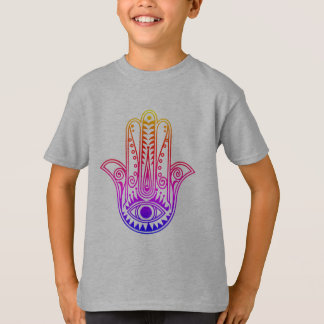 T-shirt enfant avec néon Hamsa Main avec mauvais o