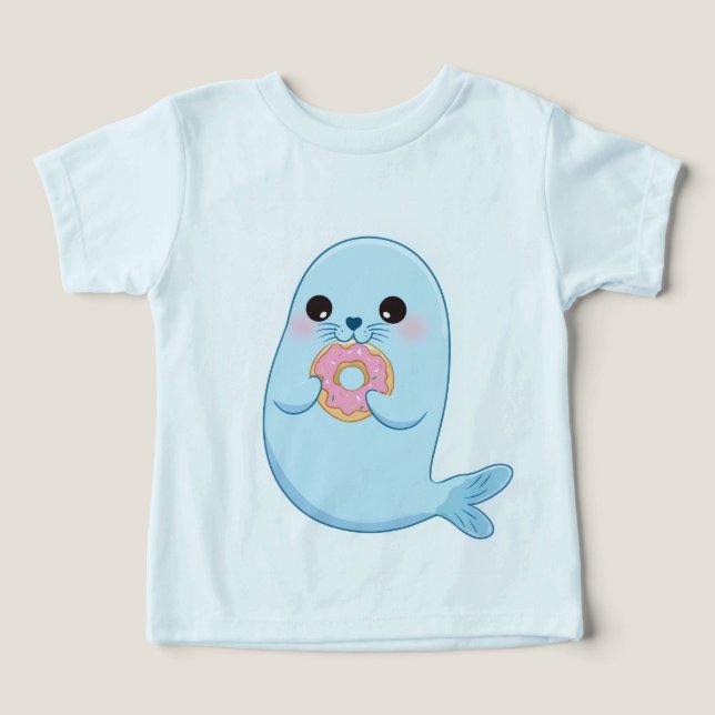 T-shirt enfant avec un joli phoque bleu (Design Recto)