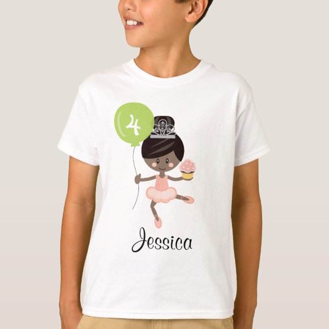 T-shirt enfant Ballerina Birthday African American (Devant)