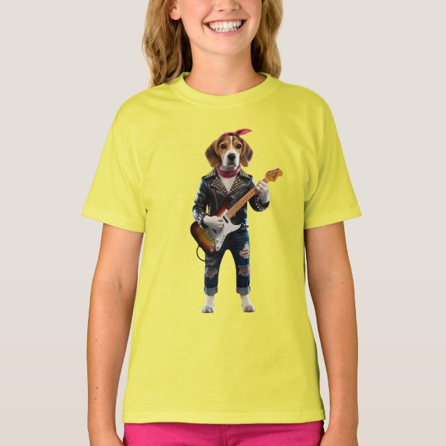 T-shirt Enfant Beagle Mignon Star du Rock (Devant)