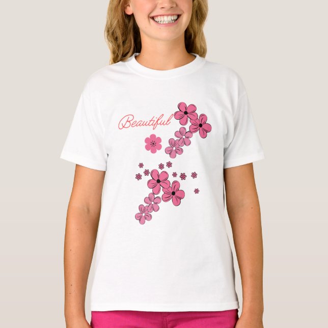 t-shirt enfant belles fleurs (Devant)