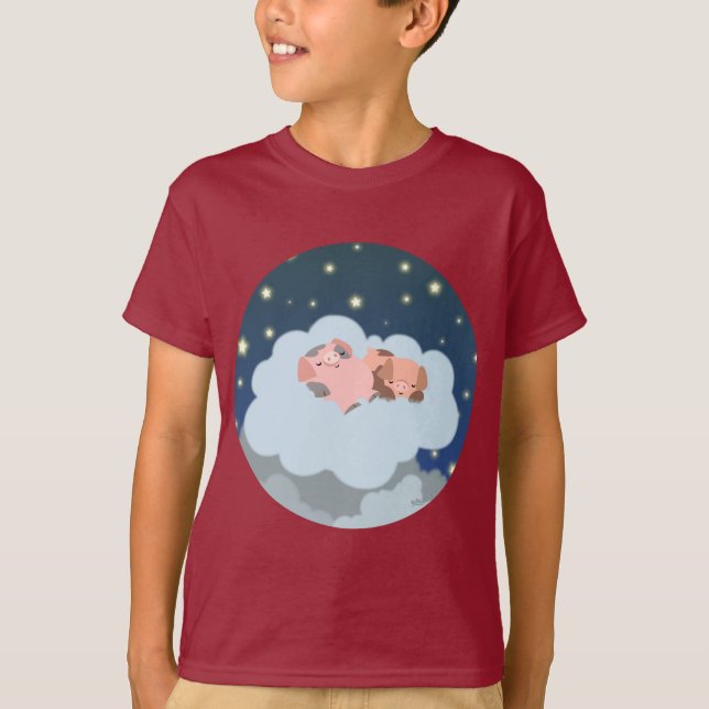 T-shirt enfant cartoon cochons endormis (Devant)
