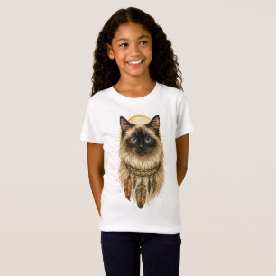 T-Shirt Enfant Chat aux Yeux Bleus Boho