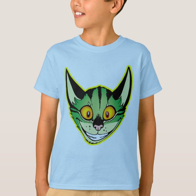 T-Shirt Enfant Chat de Dessin Animé Fluorescent (Devant)