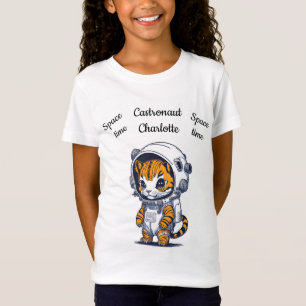 T-Shirt Enfant Chat Et Amoureux De L'Espace Nom Personnali