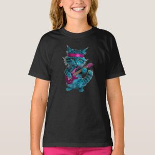 T-shirt enfant chat turquoise mignon