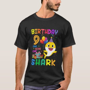 T-shirt Enfant Cute Shark 9th Birthday Boy Girl 9 Year