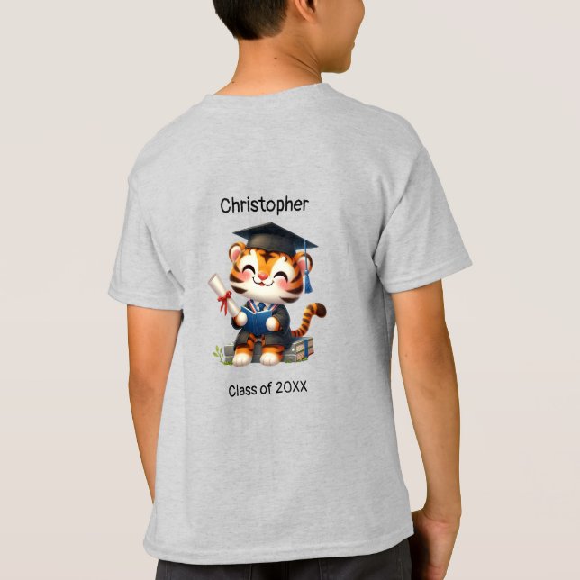 T-shirt Enfant d'âge préscolaire Nom du diplômé Tigre mign (Dos)