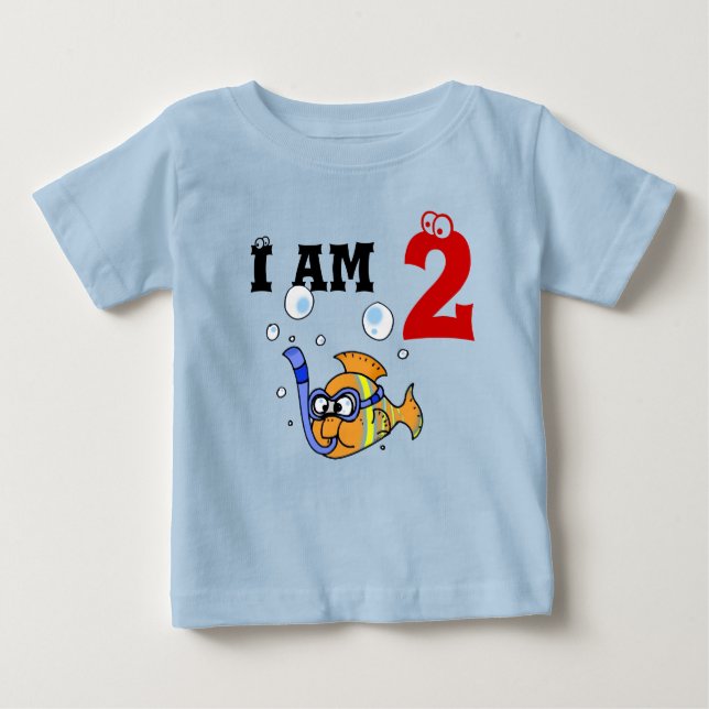 T-shirt enfant de 2e anniversaire (poisson amusant (Devant)
