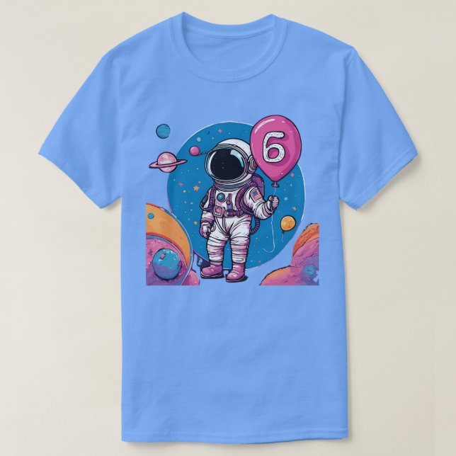 T-shirt Enfant de 6 ans anniversaire qui aime l'espace ast (Design devant)