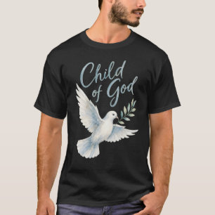 T-shirt Enfant de Dieu Aquarelle Colombe Branche d'Olivier